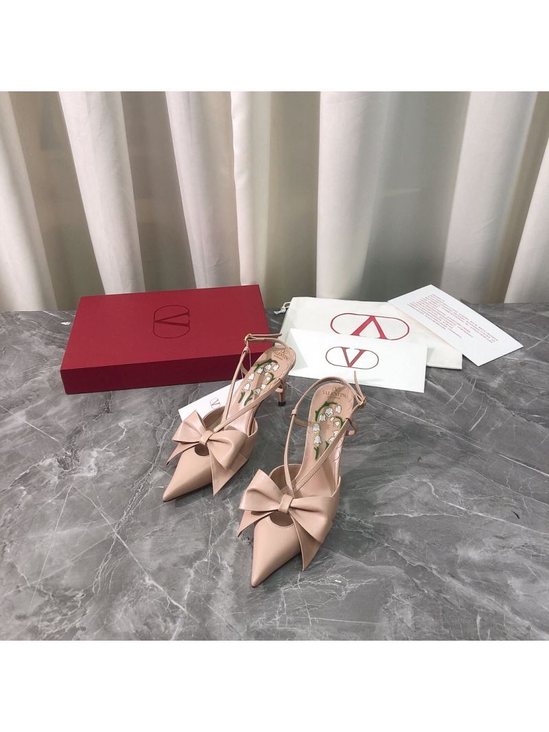 VALENTINO BOWOW SLINGBACK PUMPS IN KIDSKIN 85MM 7W2S0M ROSE CANNELLE