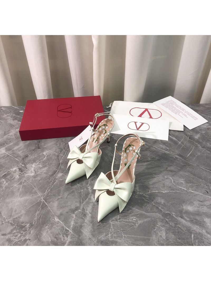 VALENTINO BOWOW SLINGBACK PUMPS IN KIDSKIN 85MM 7W2S0M IVORY