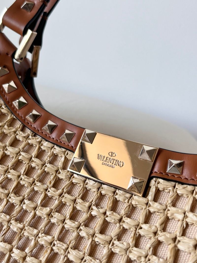 Valentino Garavani Rockstud Raffia Tote Bag 22081