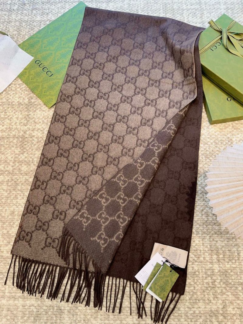Gucci Gradient Double-Sided GG Cashmere Scarf – Brown Reversible Design