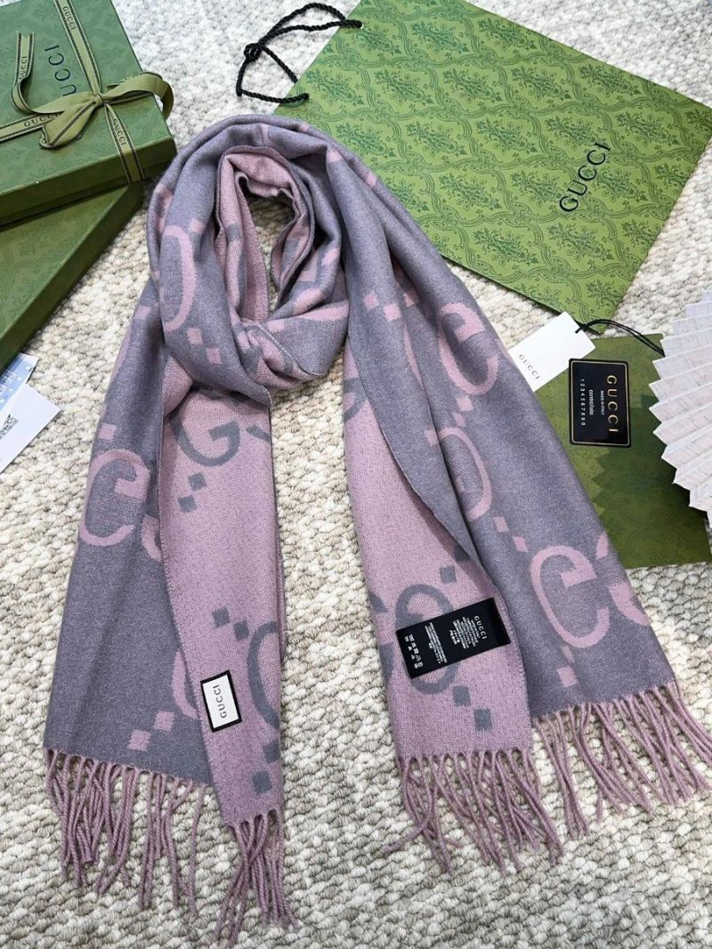 Gucci GG Cashmere Jacquard Scarf 674275 pink