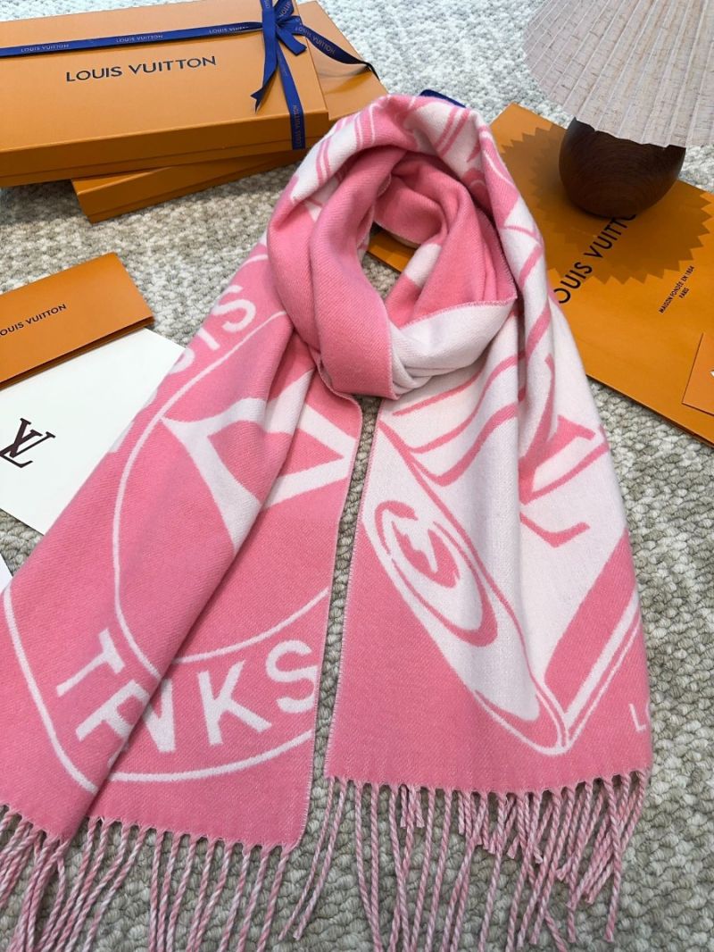Louis Vuitton 3D Monogram Wool-Cashmere Scarf 220 x 34cm – Soft Pink Elegance