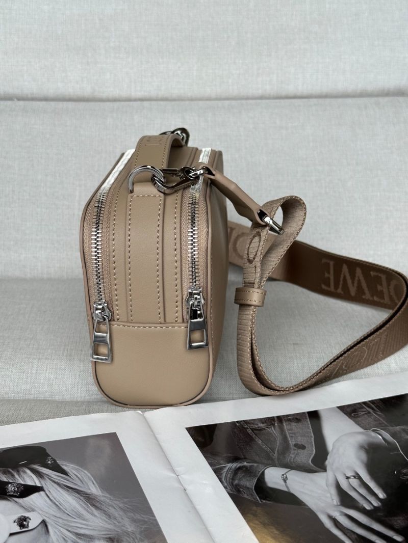 LOEWE Mini Crossbody Camera Bag in Satin Calfskin light brown