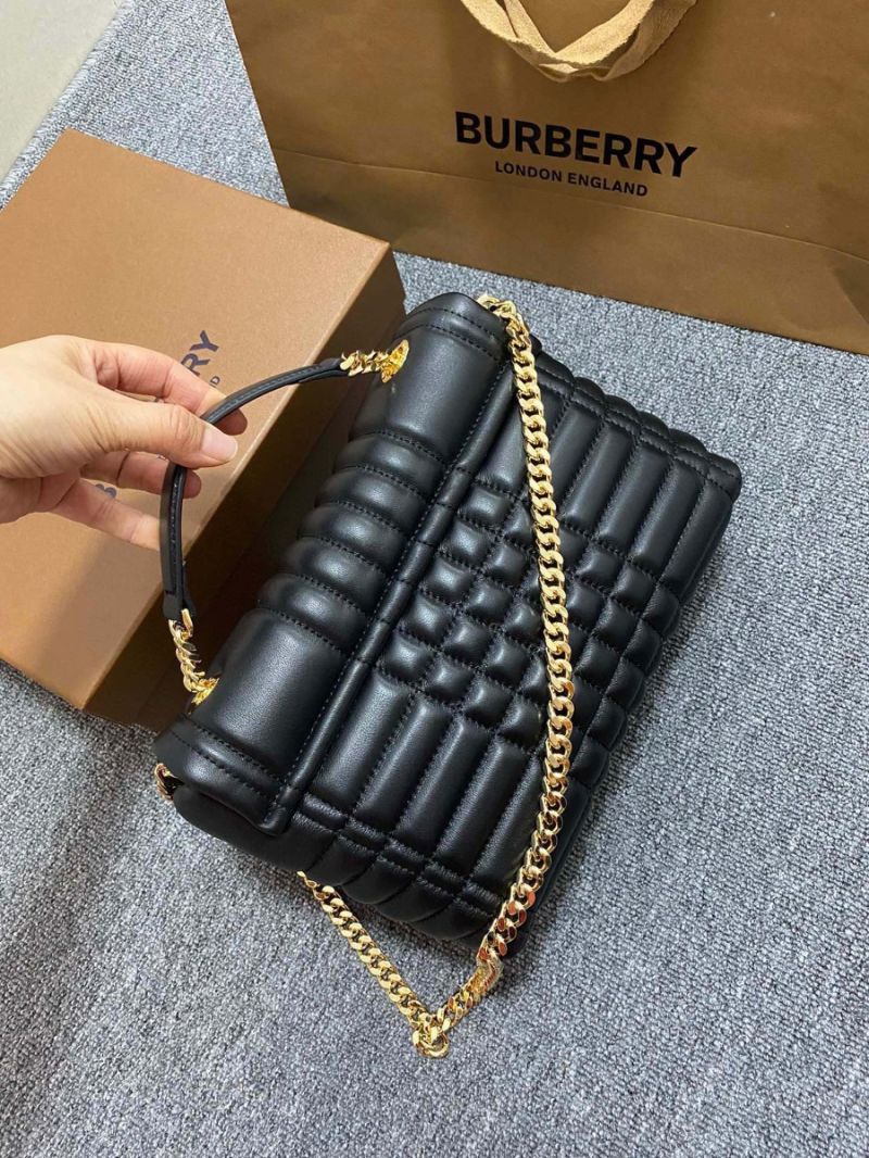 BURBERRY Small Quilted Lambskin Lola Satchel black