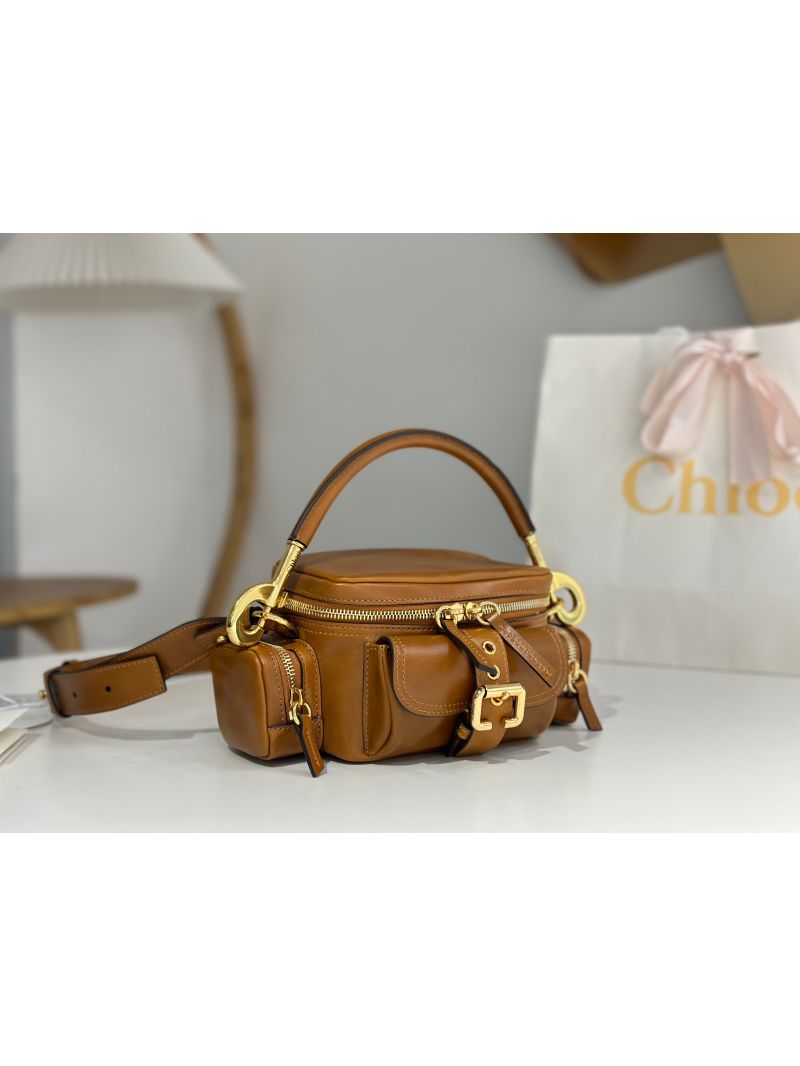 Chloé Small Camera Bag in Shiny Leather brown