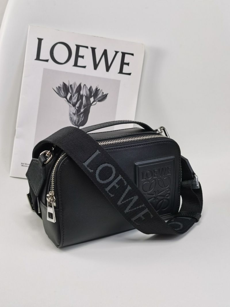 LOEWE Mini Crossbody Camera Bag in Satin Calfskin black