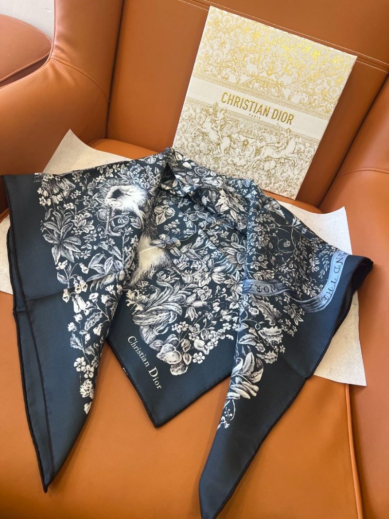 Dior Around the World 90 Square Silk Scarf – Navy Blue & White 90x90cm