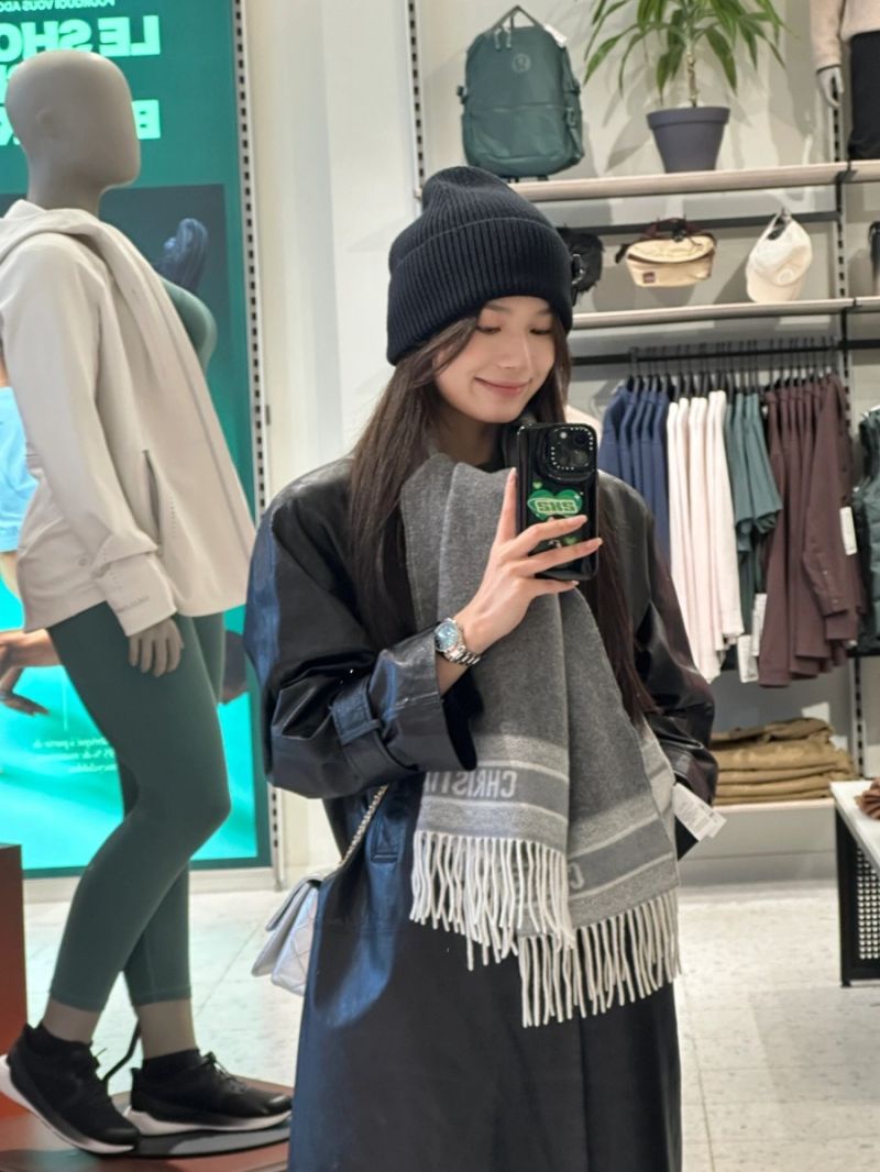 Dior 2025 Grey Oblique Print Cashmere Blend Shawl 200 x 45 cm