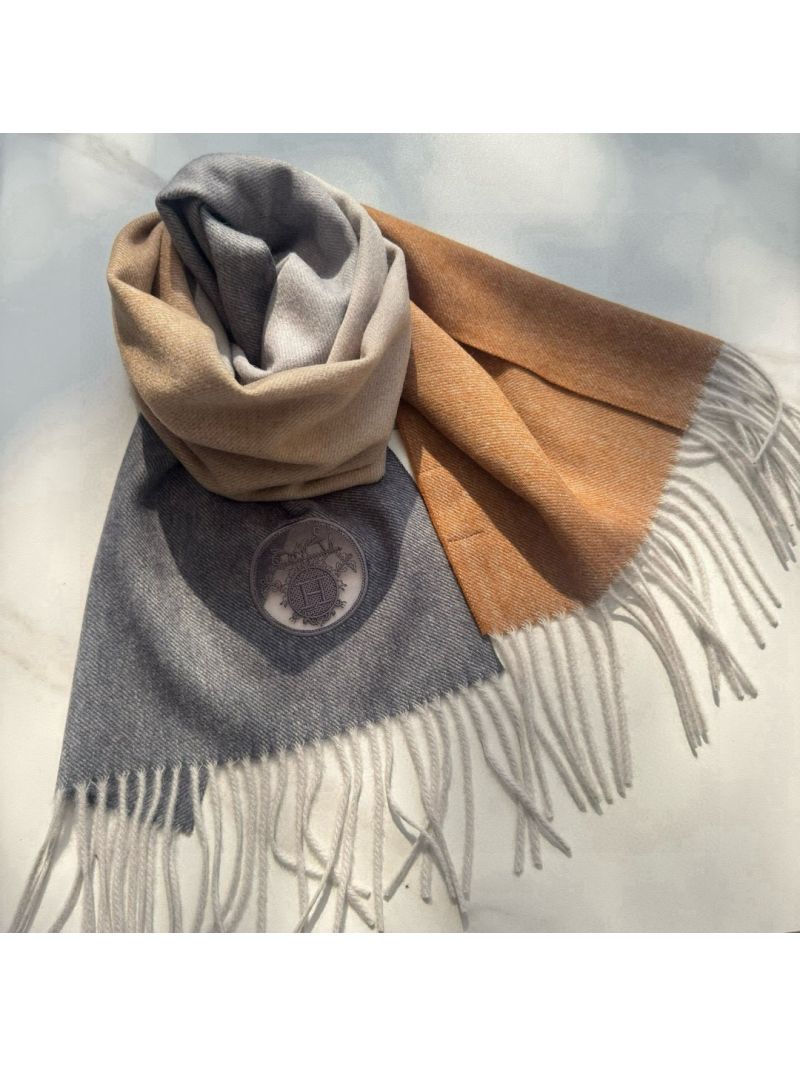 Hermes Gradient Color Block Scarf – Effortless Elegance 35 x 180 cm grey brown