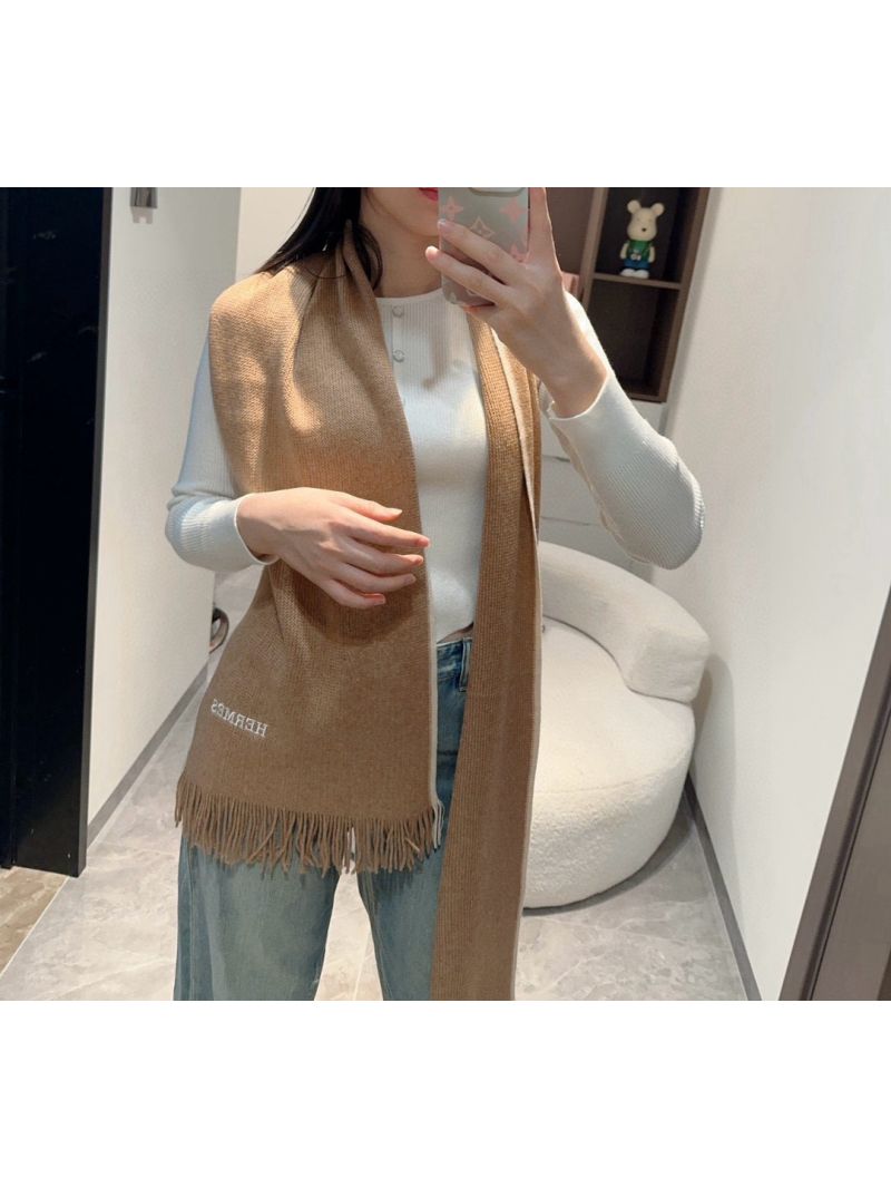 Hermes 100% Cashmere Knit Scarf – Timeless Luxury 30 x 180 cm brown