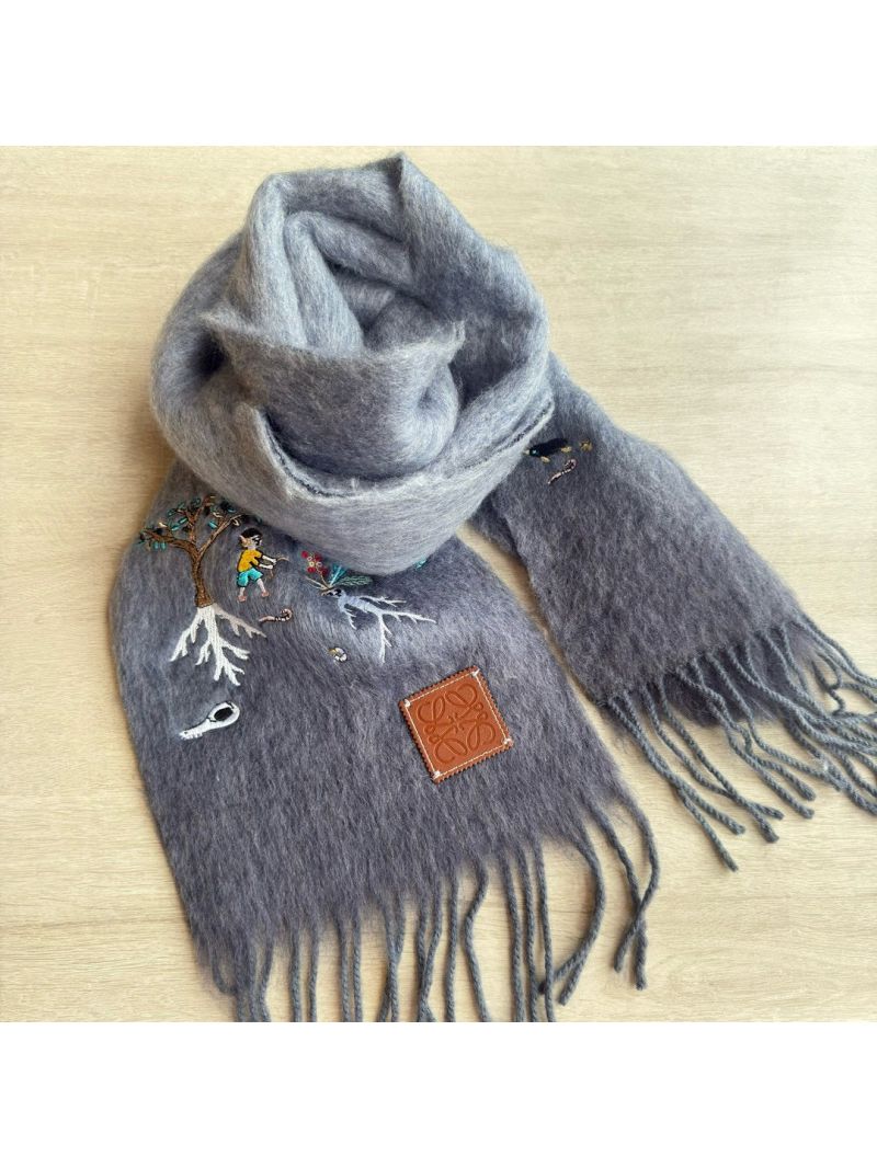 Loewe x Suna Fujita Collaboration Scarf – 185 x 23 cm grey