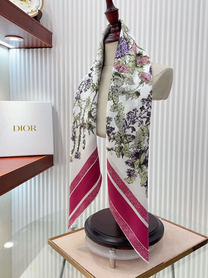Dior "Floral Elements" 90 x 90cm Silk Scarf red