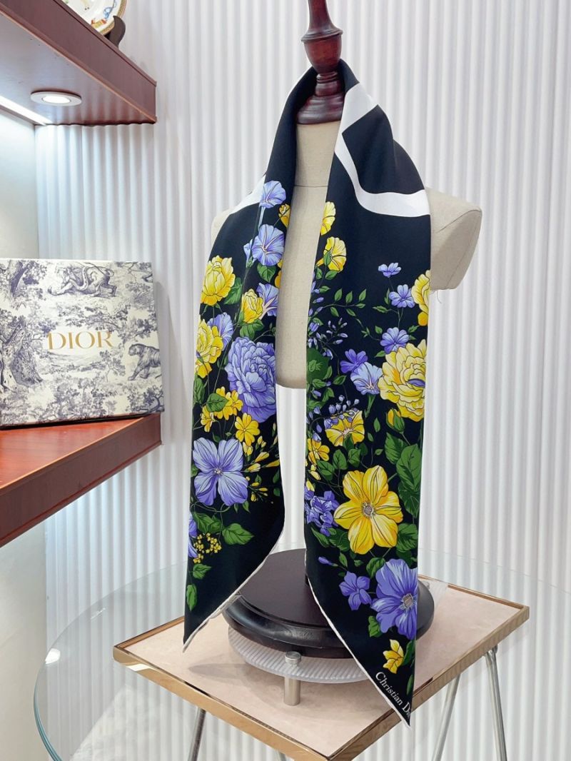 Dior Double-Faced Flower World Silk Scarf - Elegant 90x90cm Luxury Scarf
