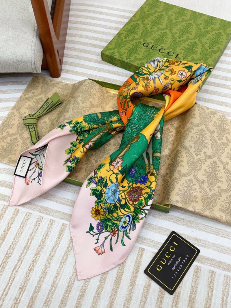 Gucci Double-Faced Silk Scarf - Luxurious 90x90cm Twill Silk Scarf pink