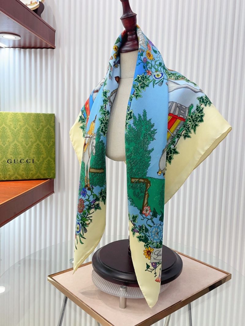 Gucci Double-Faced Silk Scarf - Luxurious 90x90cm Twill Silk Scarf yellow