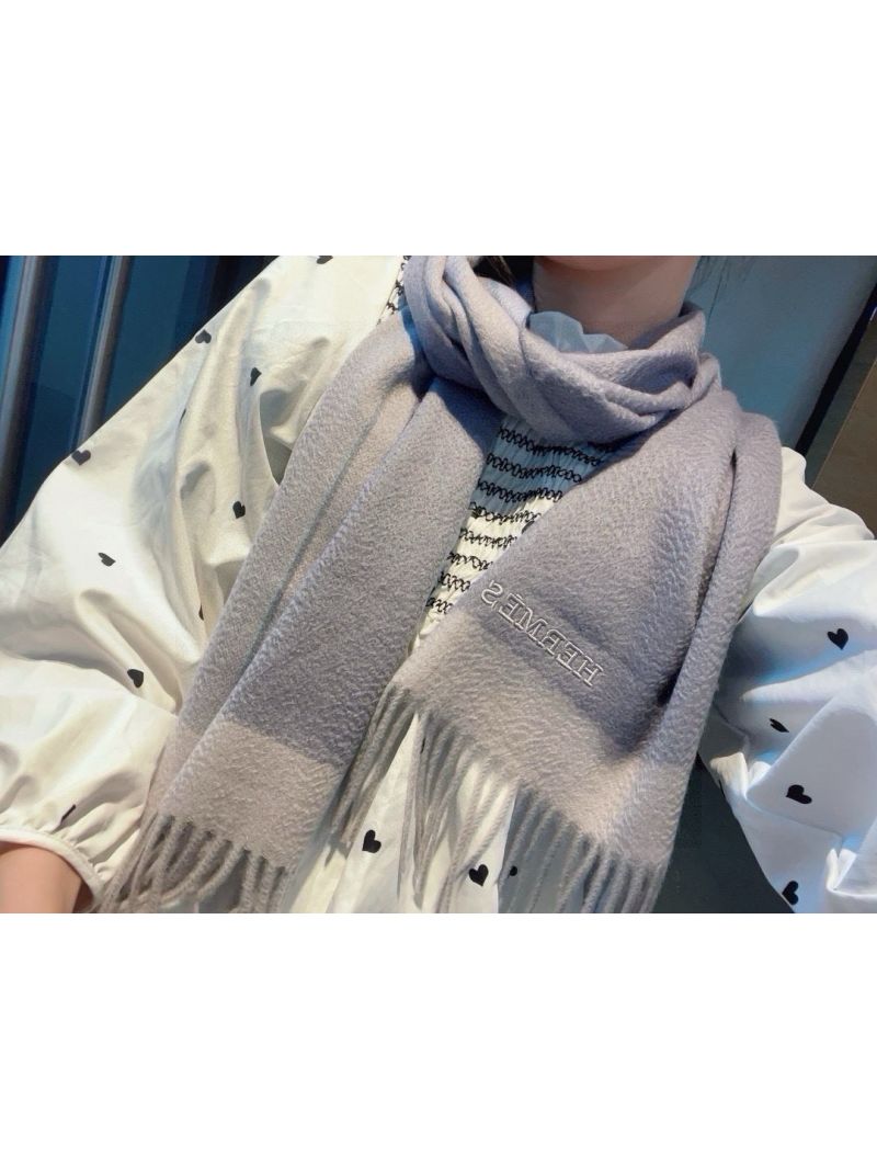 Hermes Wool Scarf 30 x 180 cm (including fringe length) grey