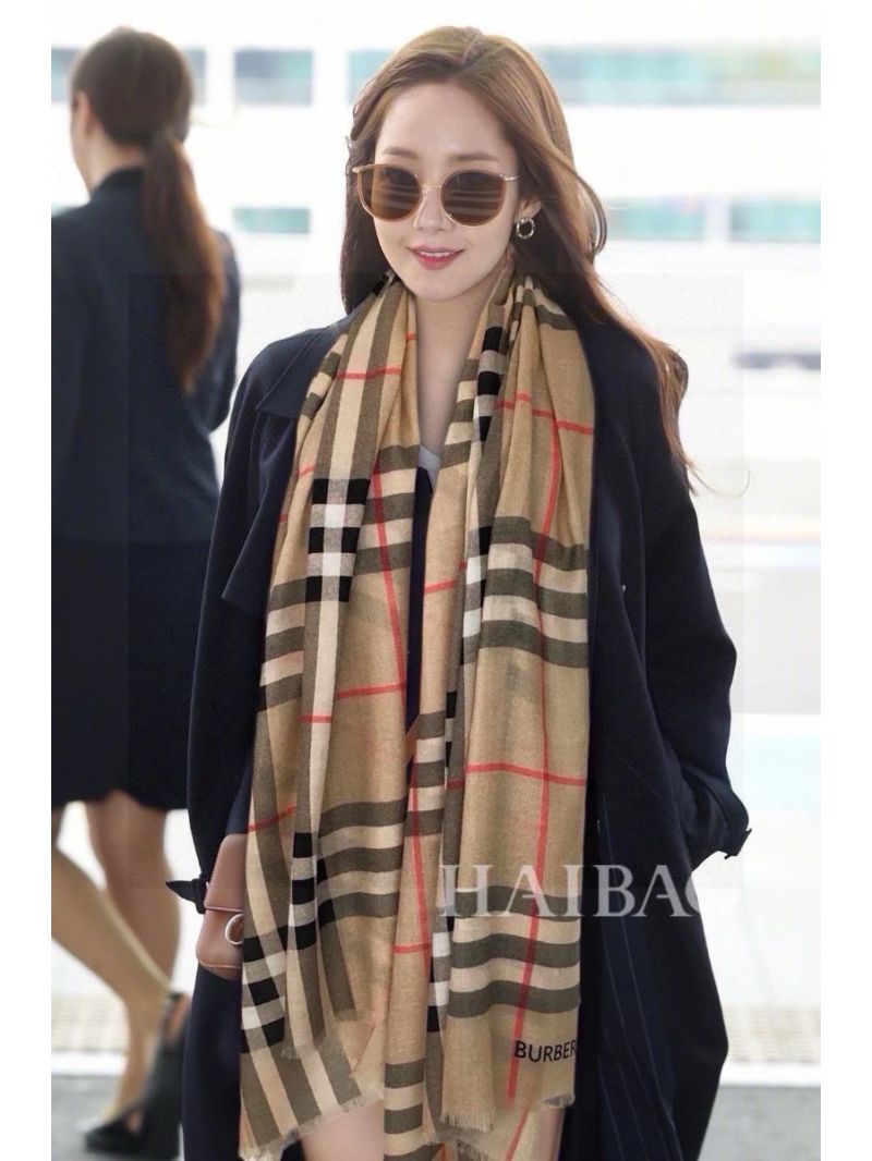Burberry Logo Check Wool & Cashmere Long Scarf – 110x200cm brown