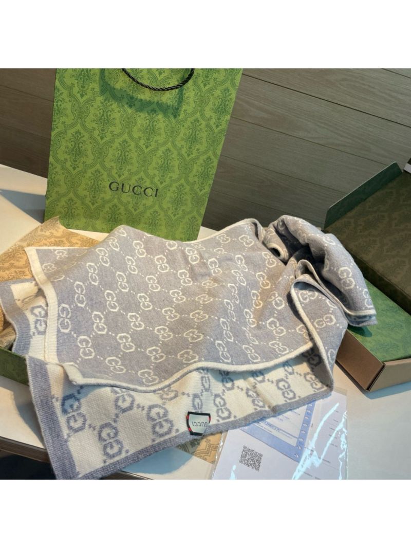 Gucci Classic Cashmere Scarf with Double-Faced Jacquard – 35x180cm grey