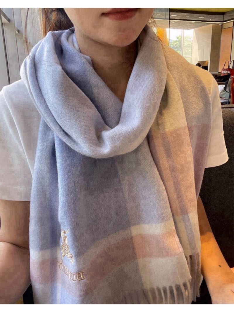 Burberry Classic Embroidered Horse Logo Wool Scarf – 30x180cm blue