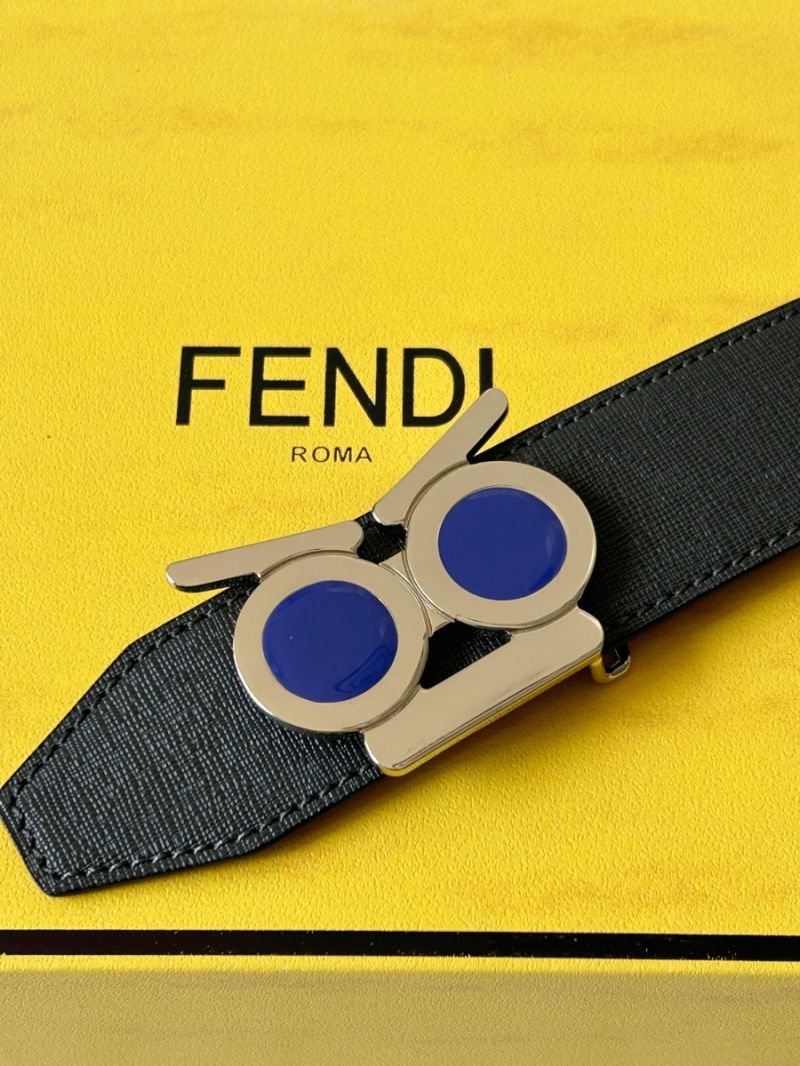 FENDI Double-Sided 3.8cm Premium Black Leather Casual Belt