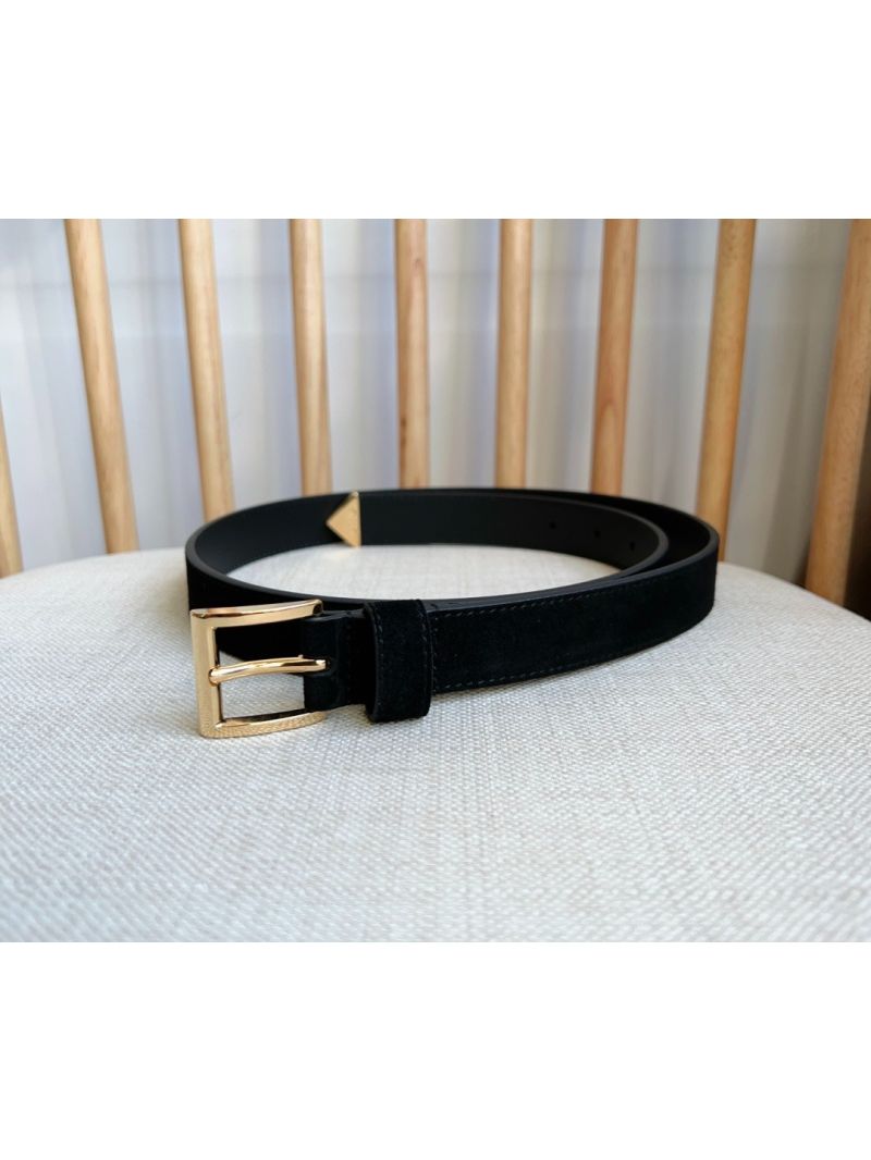 Prada black Suede Belt | 2.5cm Width | Elegant Suede with Metal Buckle