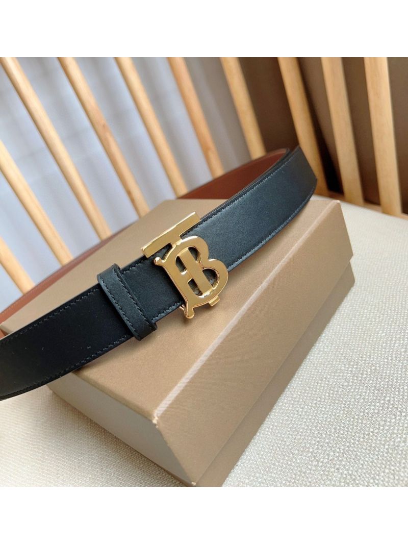 Burberry TB Reversible Belt 3.0cm elegant smooth Leather black/brown gold hardware