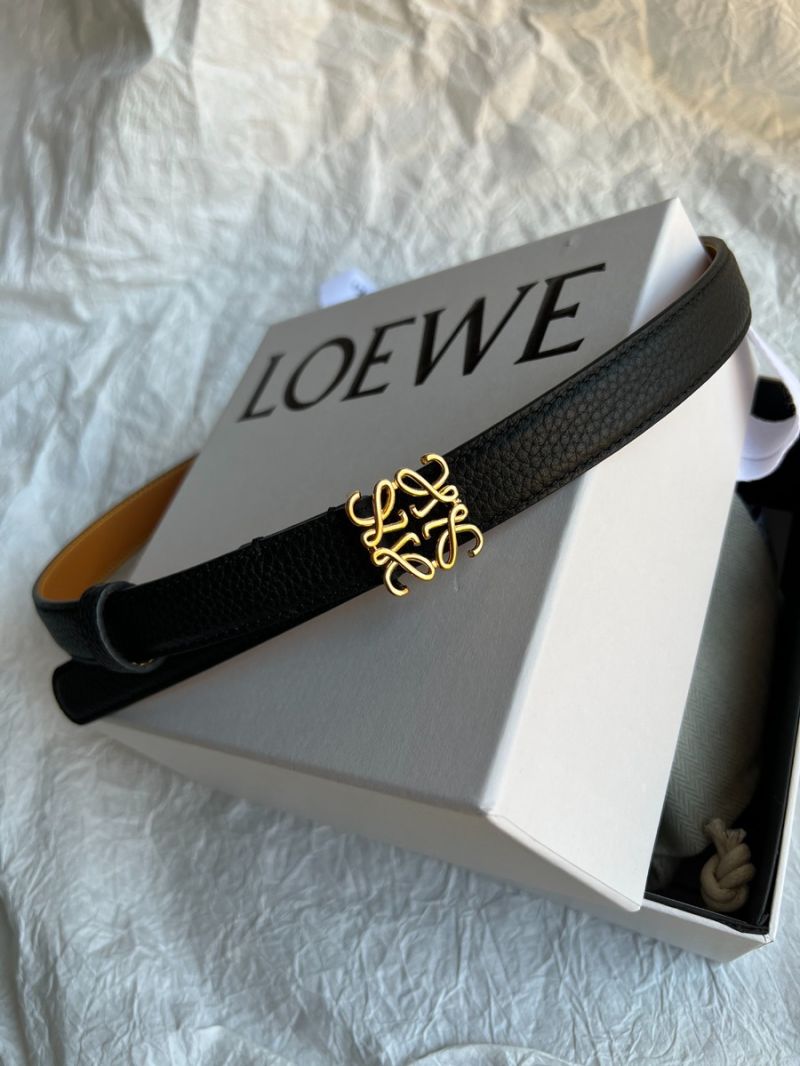 Loewe Anagram Textured-Leather Belt 2.0cm black leather with Polished Anagram Buckle
