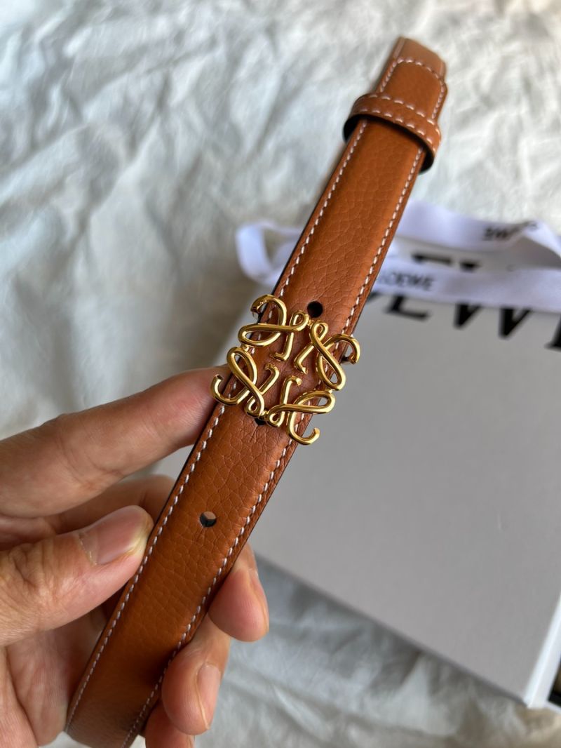 Loewe Anagram Textured-Leather Belt 2.0cm brown leather with Polished Anagram Buckle