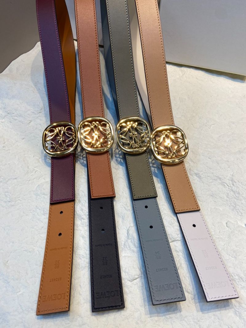 Loewe Reversible Anagram Ellipse Belt in Smooth Calfskin 2.8cm wine/brown