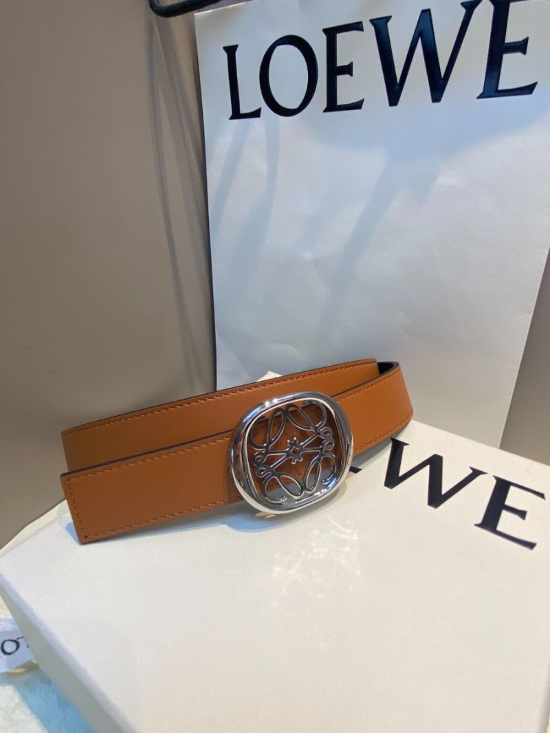 Loewe Reversible Anagram Ellipse Belt in Smooth Calfskin 2.8cm brown/black