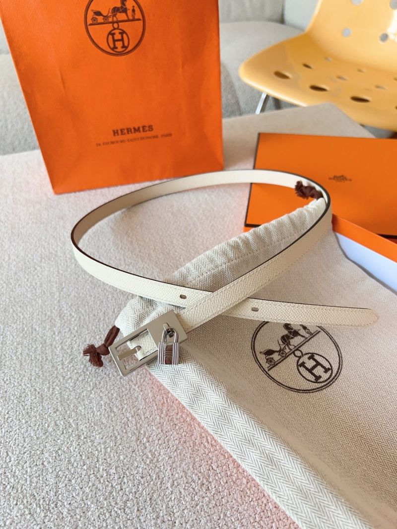 Hermes Lucky 15 Reversible Belt 1.5cm swift with white epsom leather