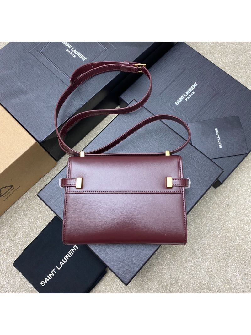 Saint Laurent YSL Manhattan Small In wine Patent Leather with Gold Hardware 727766
