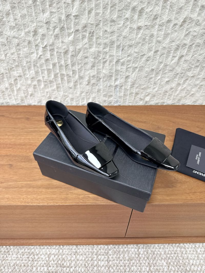 YSL SAINT LAURENT POPPY PATENT BUCKLE FOLDABLE BALLERINA FLATS 4893087 BLACK