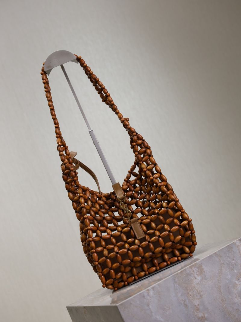Saint Laurent YSL Le 5 À 7 Mini Hobo Bag in Handwoven Wood Beads 713938