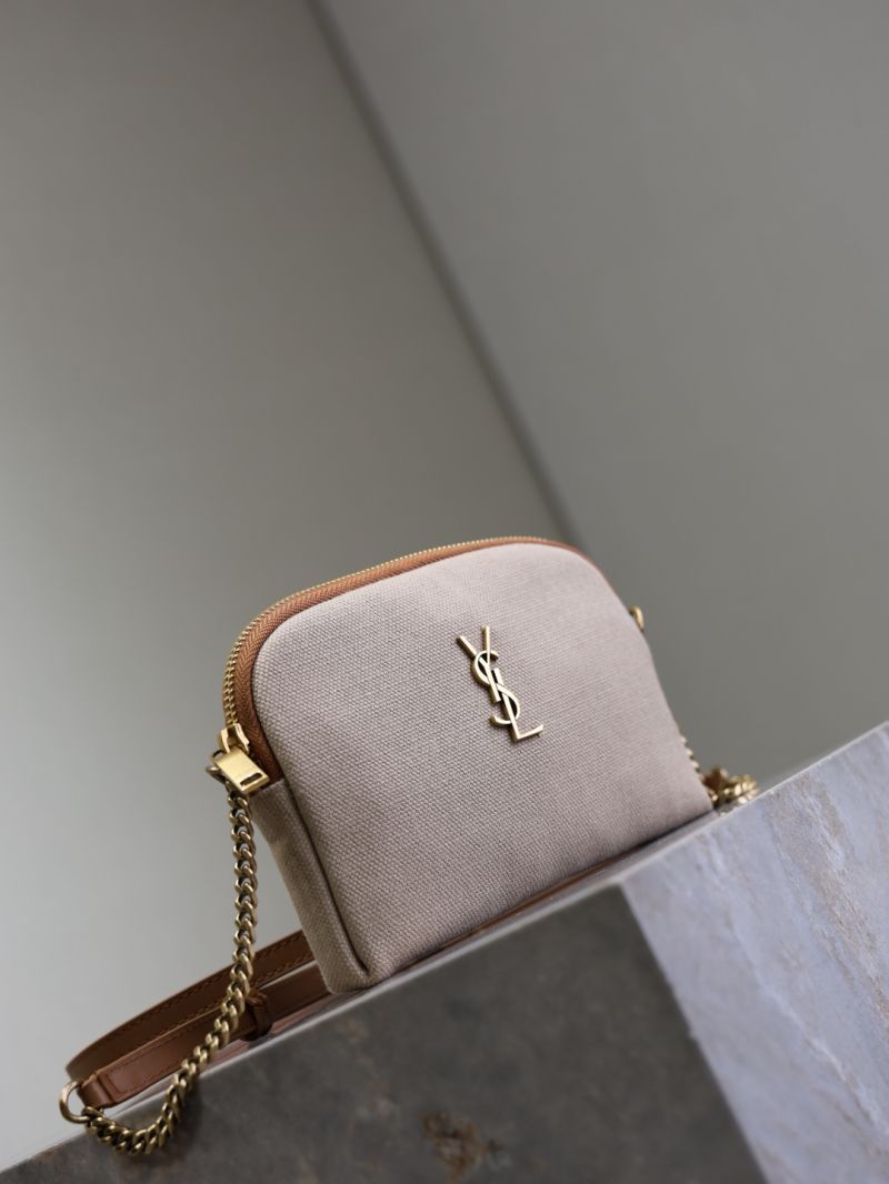 Saint Laurent YSL GABY zipped pouch in canvasDESERT DUST AND BRICK 786881