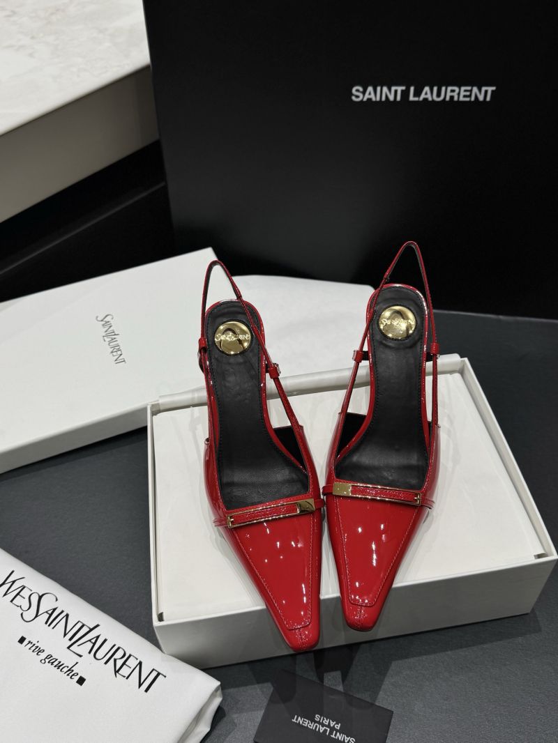 Saint Laurent YSL Jacqueline Slingback Pumps in Patent Leather 8061261 Nude
