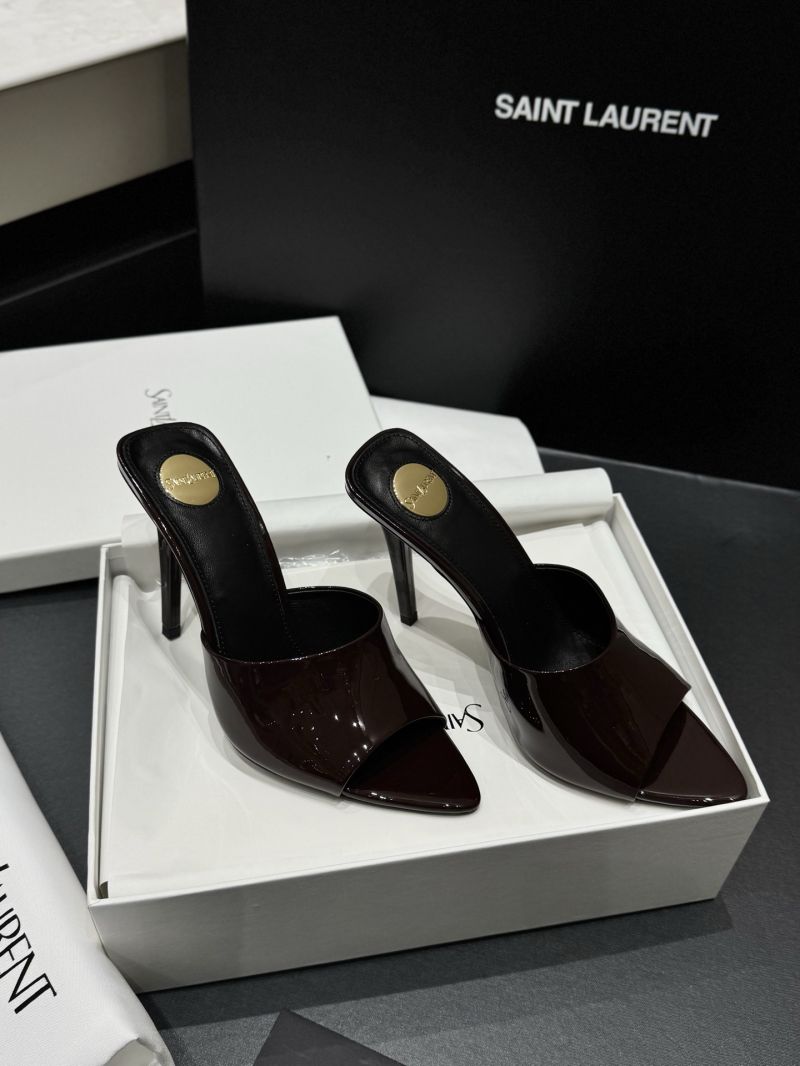 SAINT LAURENT YSL ROMY MULES IN PATENT LEATHER 8066691 GRENADE