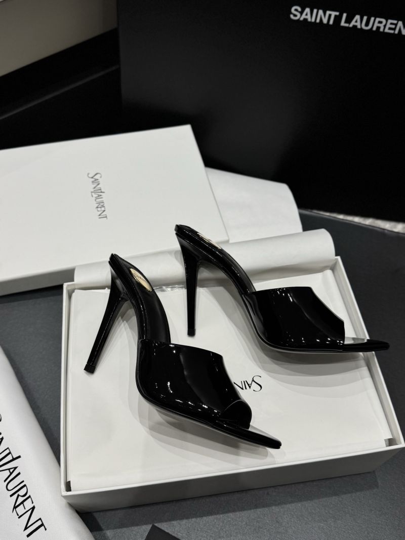 SAINT LAURENT YSL ROMY MULES IN PATENT LEATHER 8066691 BLACK