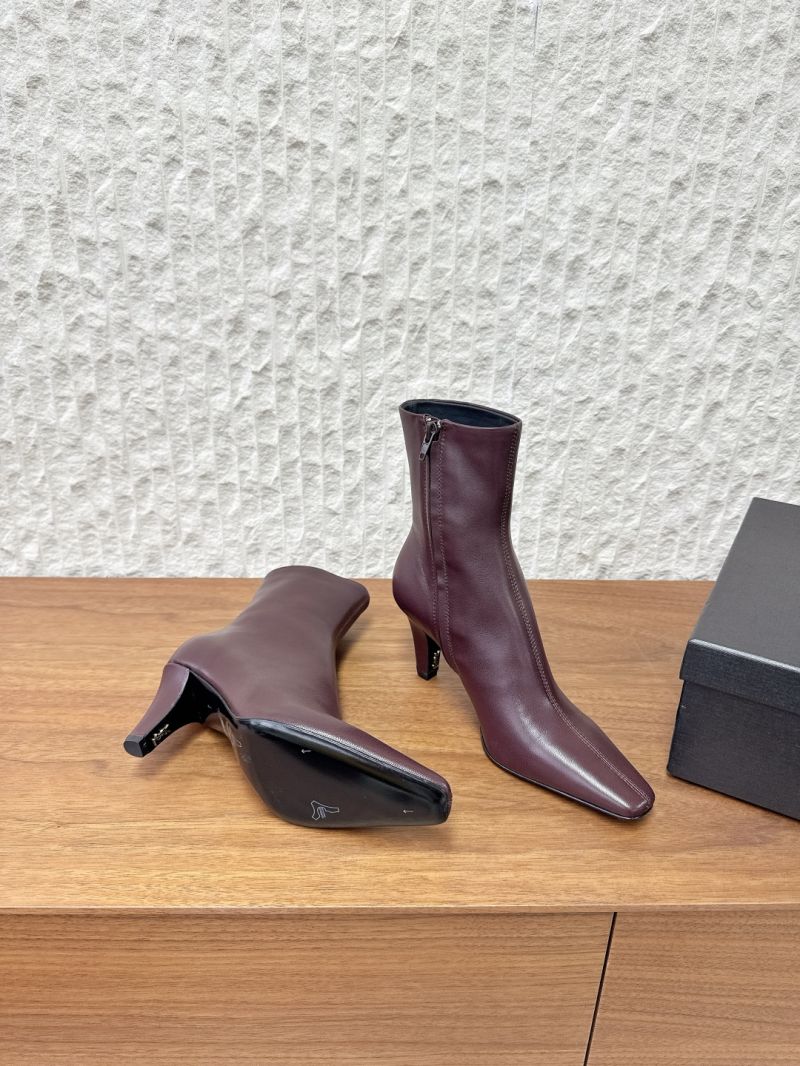 YSL SAINT LAURENT JILL BOOTIES IN SMOOTH LEATHER 806671 MARRON