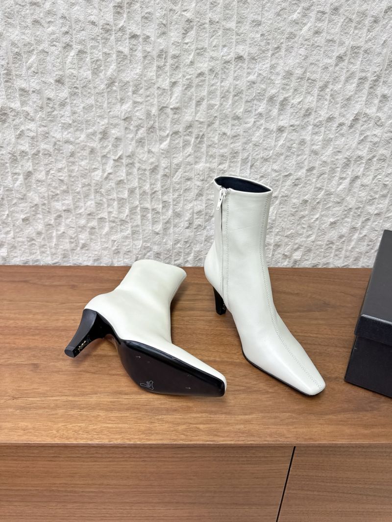 YSL SAINT LAURENT JILL BOOTIES IN SMOOTH LEATHER 806671 WHITE