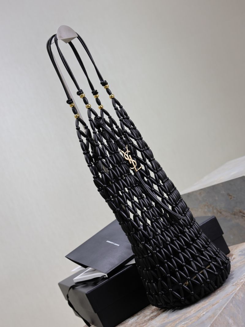 Saint Laurent YSL supple bucket in wood beads 821911 Black