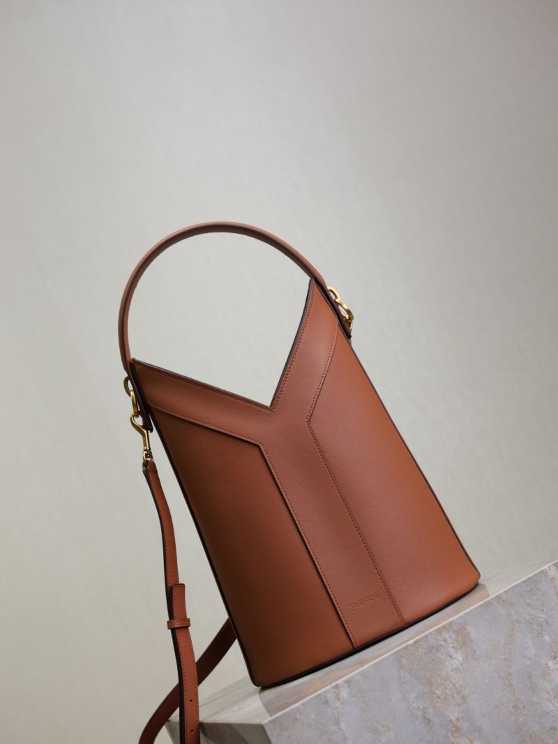 Saint Laurent YSL Y Top-handle bucket in leather 840891 Brick