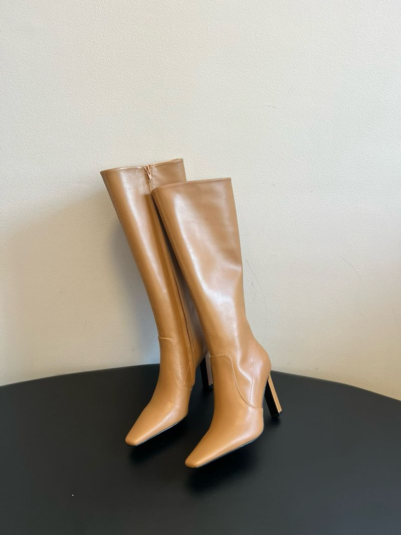 Saint Laurent YSL Francoise Boots In Smooth Leather 843298 Beige