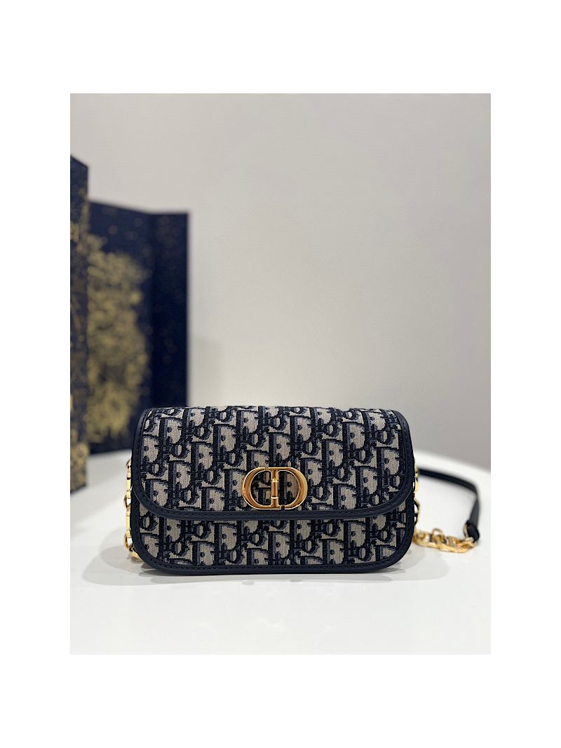 Dior 30 Montaigne Avenue Bag Blue Oblique Jacquard M9260