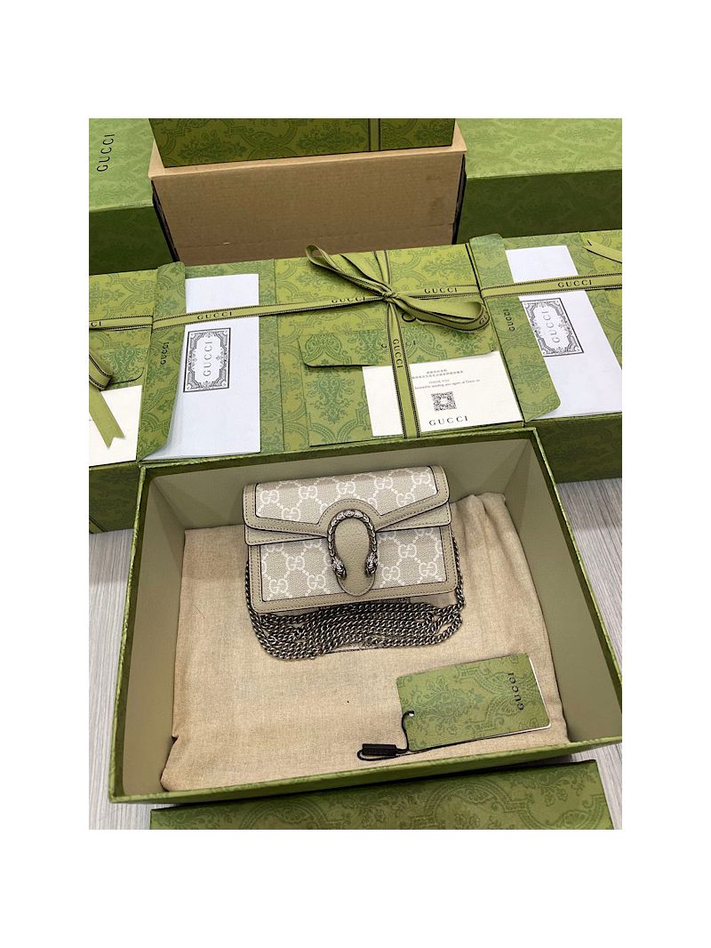 Gucci Dionysus Super Mini Supreme Bag 476432 Oatmeal