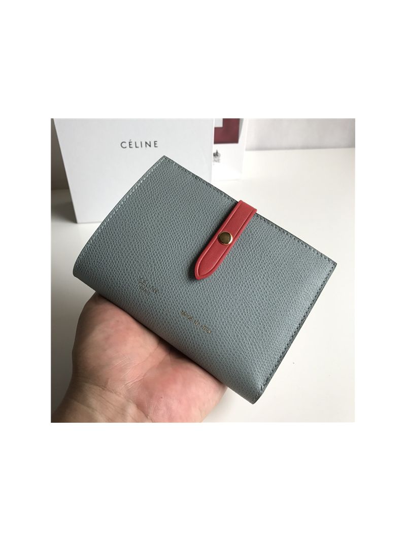 Celine Strap medium/large multifunction wallet in storm grained calfskin and shiny calfskin