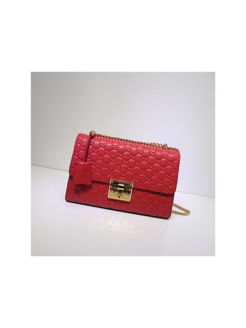 Gucci Padlock medium Gucci Signature shoulder bag 409486 red