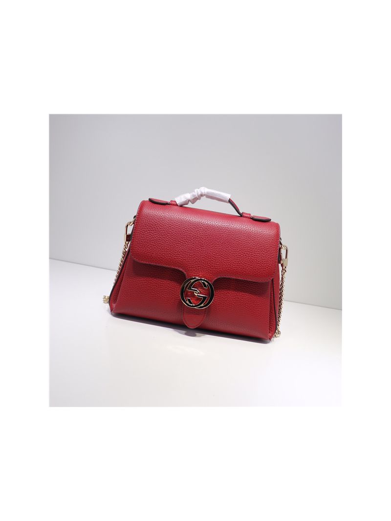Gucci 510302 red Leather Interlocking GG Clasp Convertible bag