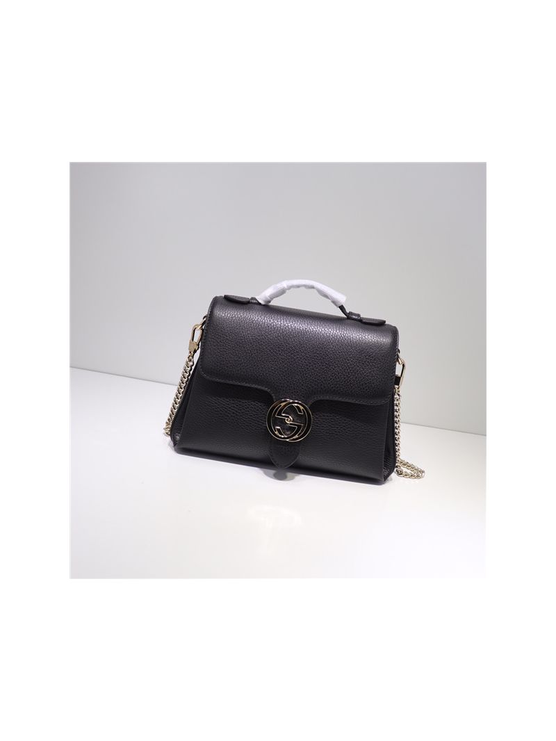 Gucci 510302 Black Leather Interlocking GG Clasp Convertible bag