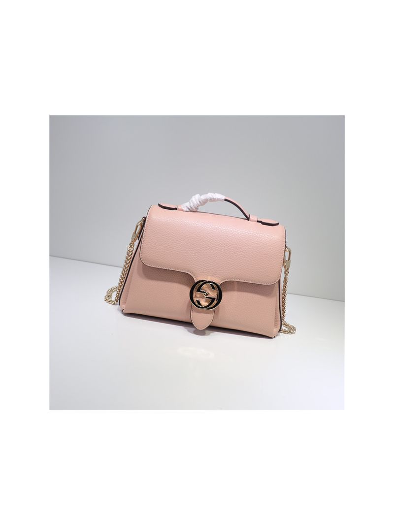Gucci 510302 soft pink Leather Interlocking GG Clasp Convertible bag